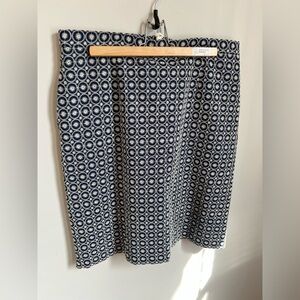 Brooks Brothers Navy and White Printed A-Line Skirt